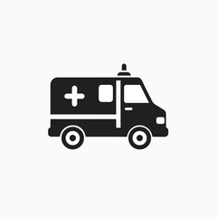 Ambulance Icon Silhouette – Vector Illustration on White Background