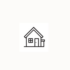 Minimalist House Icon – Simple Black and White Line Art Building Vector