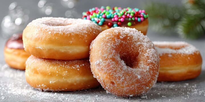 photo of delicious winter donuts 