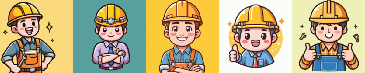 vector design of a worker smiling