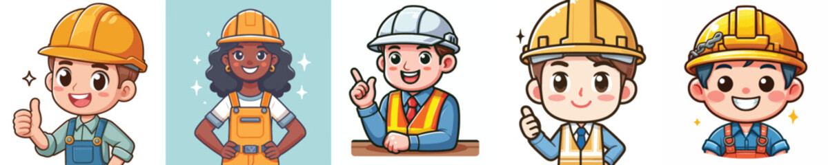 vector design of a worker smiling