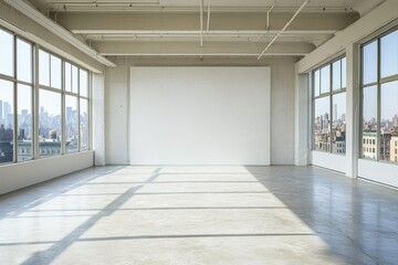 Obraz premium Empty loft space with city views