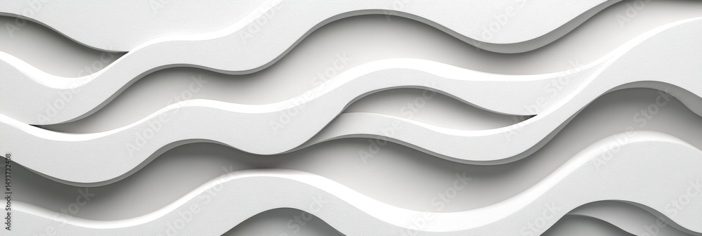 Aufkleber abstract seamless looping wavy white background, modern 3d rendering of smooth flowing shapes.