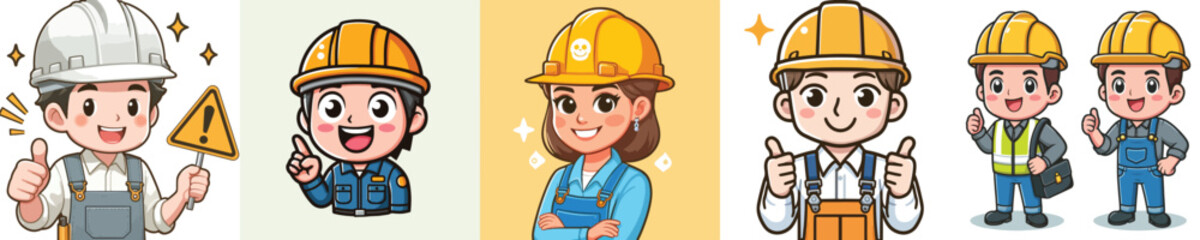 vector design of a worker smiling
