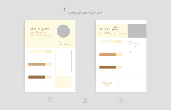 Minimal service and pricing guide layout template