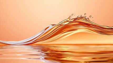   A close-up photo of an orange-colored wave on a blue background with a soft orange glow