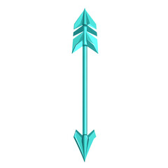 Bold Arrow with Robust Vector Forms in Deep Turquoise Isolated on Transparent Background