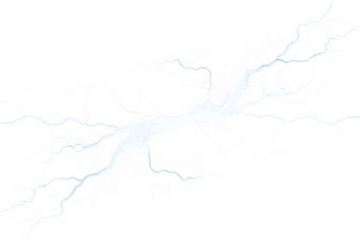 Powerful electric lightning bolt with bright blue energy striking across isolate on transparent background, PNG