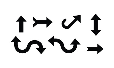 This is a vector set featuring various arrow icons and symbols for web design and business direction
