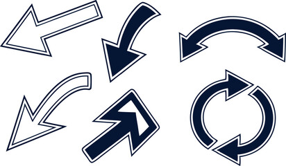 This is a vector set featuring various arrow icons and symbols for web design and business direction