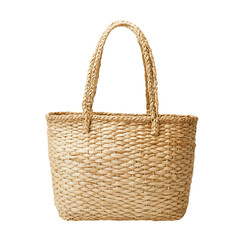 Modern Straw Tote Bag with a Lightweight Handwoven Isolated on Transparent Background