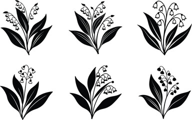 lily of the Valley silhouette in white background