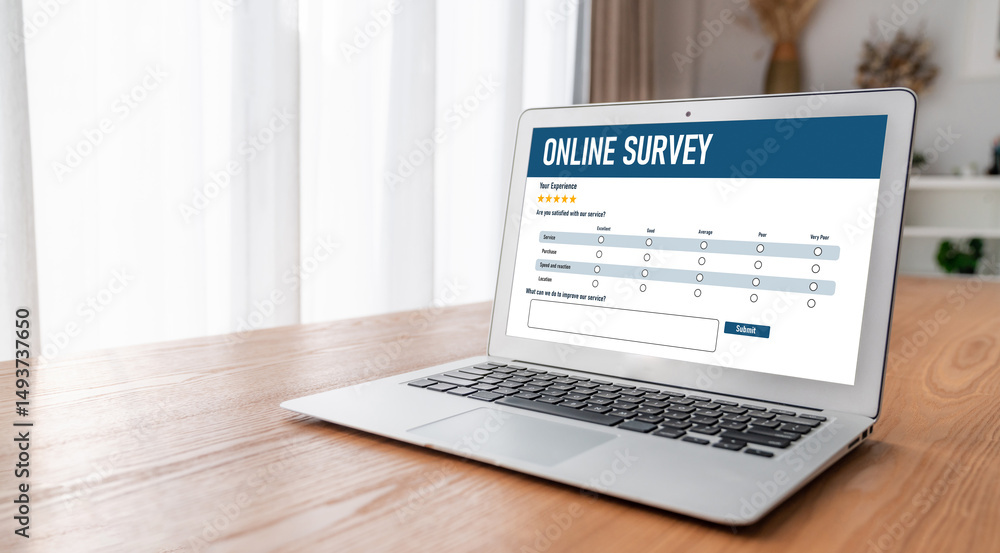 Poster online survey form for modish digital information collection on the internet network