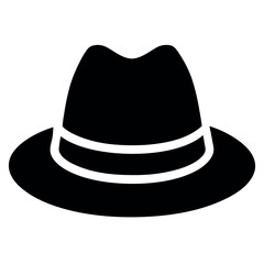black hat vector illustration of Silhouette icon on white background