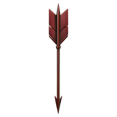 Bold Arrow with a Robust Form in Rich Burgundy Color Isolated on Transparent Background