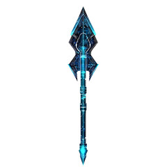 Futuristic Arrow with Digital Patterned Design in Blue Diamond Sword Isolated on Transparent Background