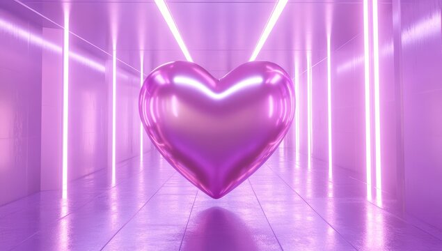 Pink heart in a vibrant neon-lit space