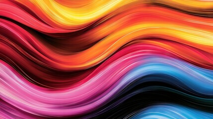 Obraz premium A wave-shaped image with multicolored background and wavy lines on both sides