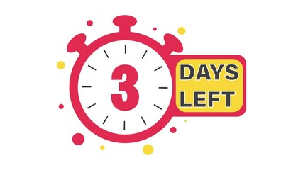 7 days count 2D animation motion graphics seven running numbers counting days, 0 to 7 seconds countdown, 5,10, day counting, zero to 7. 4K HD 1 week video with chroma key white background.