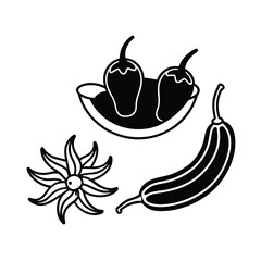 chili cuisine vector silhouette set