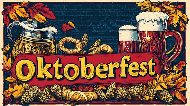 Autumnal Oktoberfest celebration graphic design.