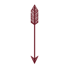 Bold Arrow with Strong Lines in Rich Burgundy Color Isolated on Transparent Background