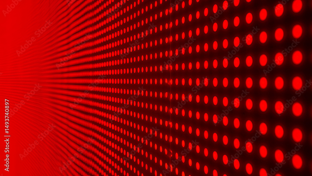 Poster a wall illuminated by numerous bright red led lights arranged in a pattern of uniform dots creates a