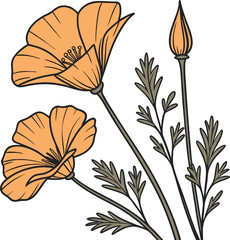 A California flower clipart vector design awesome.