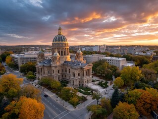 Fototapeta premium Majestic capitol building glows at sunset