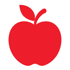 red apple vector Silhouette icon on white background