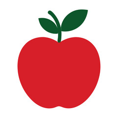 red apple with leaf Silhouette icon on white background