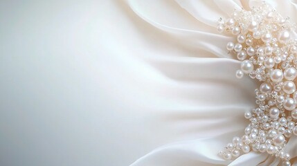 Fototapeta premium A close-up of white fabric featuring pearls on one side and a pattern on the other