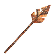 Abstract Arrow with Layered Shimmering Patterns in Brown and Black Isolated on Transparent Background