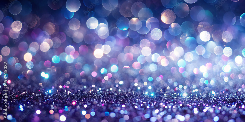 Poster colorful and bright bokeh lights create a shimmering effect across a textured surface, enhancing the