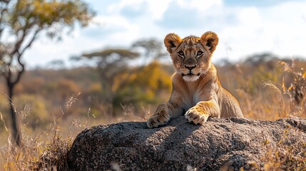 Lion Cub on a Rock