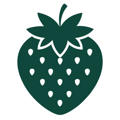 illustration of a strawberry Silhouette icon on white background