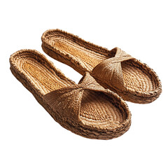 Boho Chic Espadrille Sandals with Organic Woven Pattern Isolated on Transparent Background
