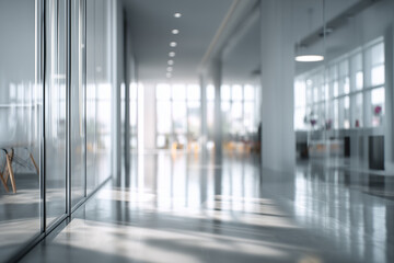 Modern office interior with glass walls and panoramic windows