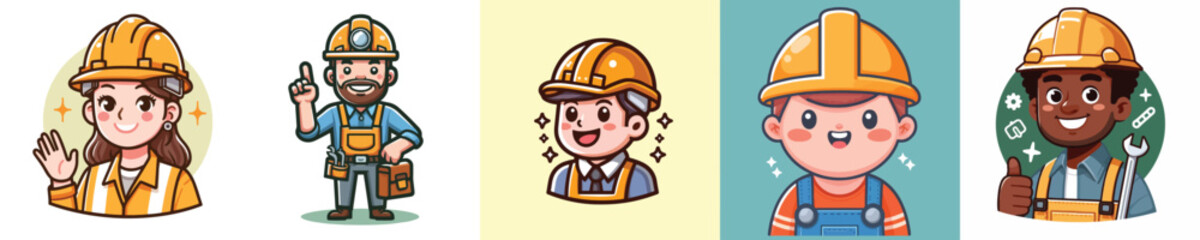 vector design of a worker smiling