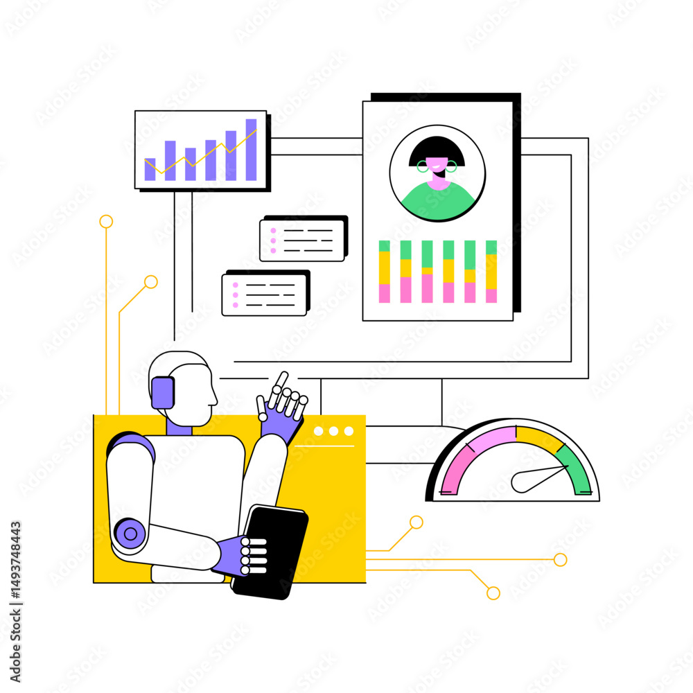 Aufkleber ai-driven customer sentiment heatmaps abstract concept vector illustration.