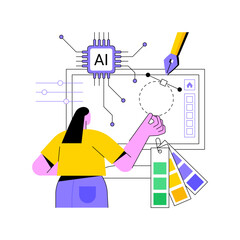 AI-Powered Graphic Design abstract concept vector illustration.