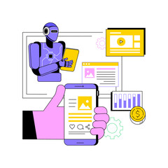 AI-Driven Content Curation abstract concept vector illustration.