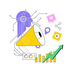 AI-Driven Content Distribution abstract concept vector illustration.
