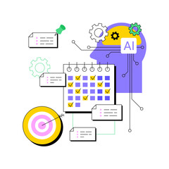 AI-Driven Editorial Calendar Management abstract concept vector illustration.