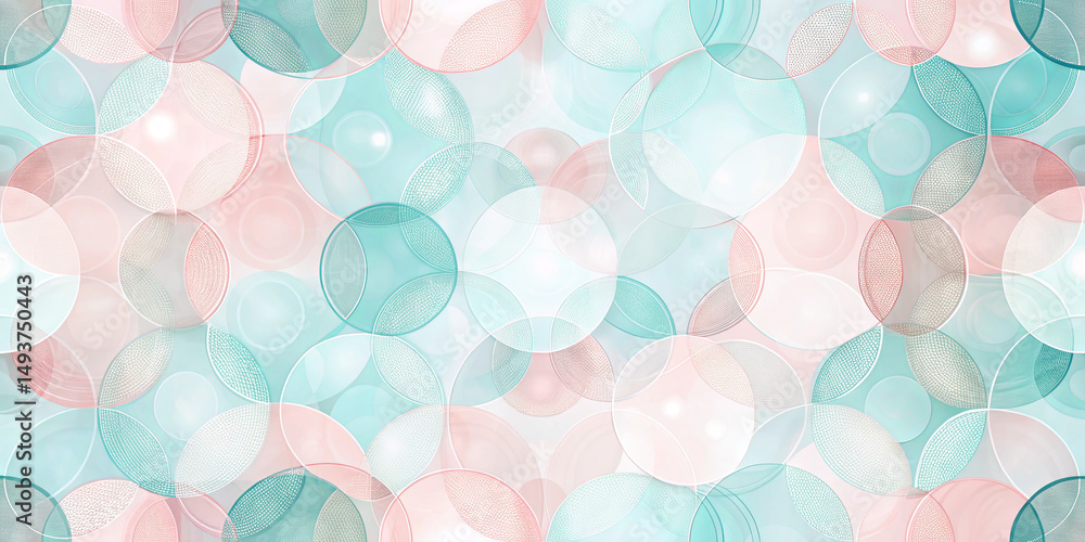 Poster soft and vibrant circular patterns blend seamlessly in pastel blues and pinks, creating a visually e