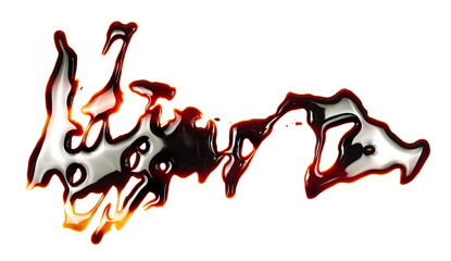 Spilled soy sauce, isolated on white, clipping	