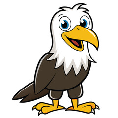 Cheerful cartoon eagle standing proudly with a bright smile and visible talons