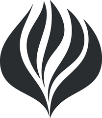 Stylized black and white flame icon representing fire energy heat and power