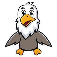 Happy bald eagle cartoon character standing confidently for mascot or logo design purposes