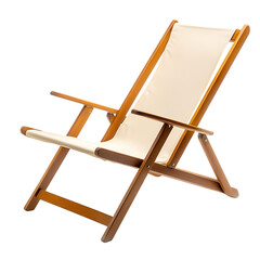 Contemporary Reclining Wooden Beach Chair with a Sl Isolated on Transparent Background